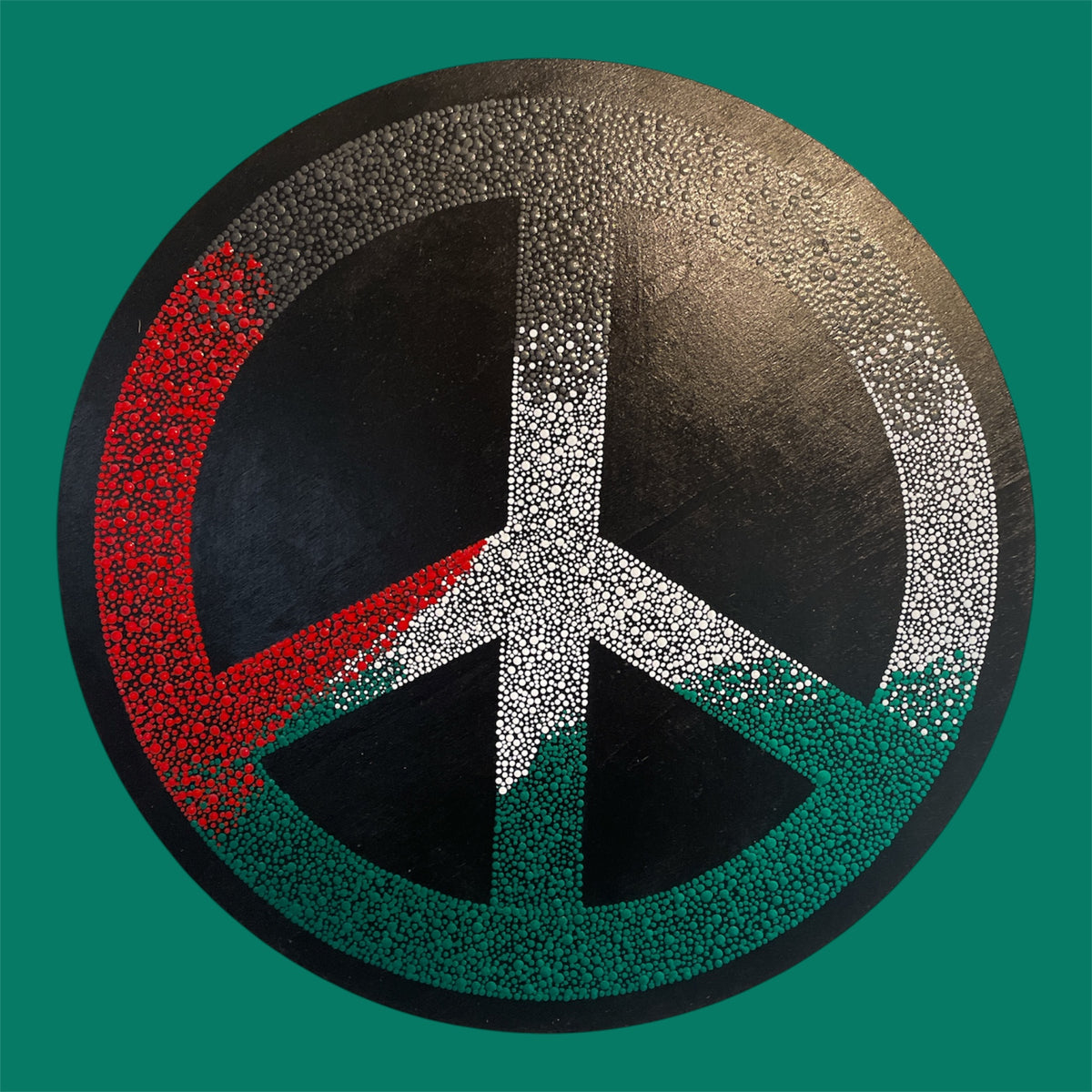14-Inch Peace Sign Palestine Flag Wall Art | Dot Art
