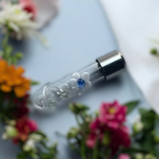 White Flower Necklace or Keychain Writing on Rice Jewelry
