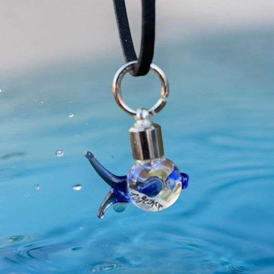 Blue Fish Necklace or Keychain Writing on Rice Unique Jewelry