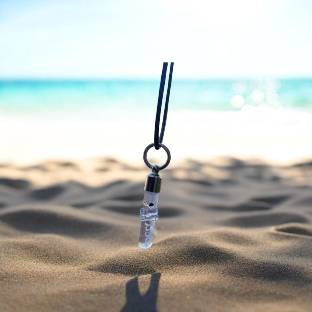 Dragonfly Necklace or Keychain Blue Color Writing on Rice Jewelry