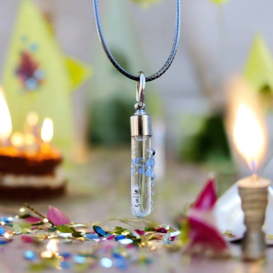 Dragonfly Necklace or Keychain Blue Color Writing on Rice Jewelry