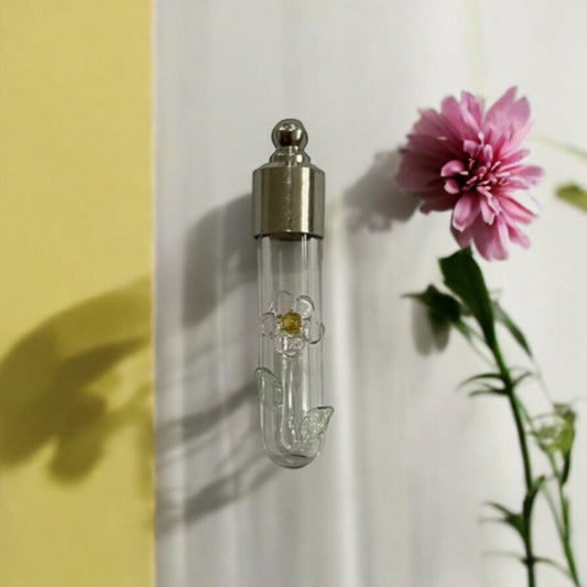 Pink Flower Necklace or Keychain Writing on Rice Jewelry
