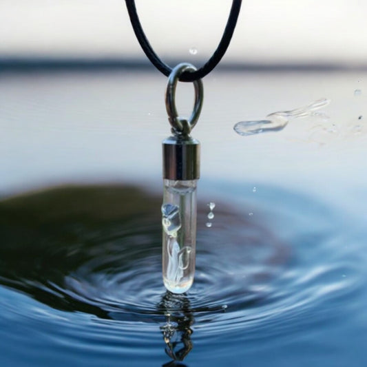Blue Rose Necklace or Keychain Writing on Rice Unique Jewelry
