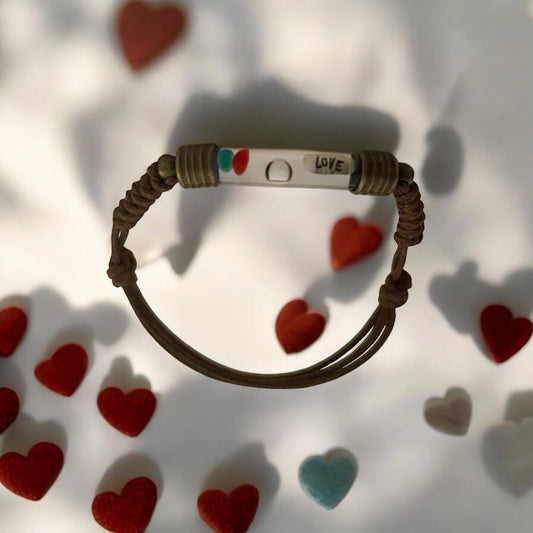 Men Women Unisex Bracelet Brown Color Writing on Rice Jewelry