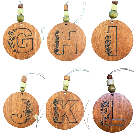 Christmas Tree Ornaments | Rearview Mirror Hanging | Wood-Burned Letter Ornament with Positive Word