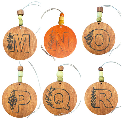 Christmas Tree Ornaments | English Alphabets | Wood-Burned Letter Ornament with Positive Word