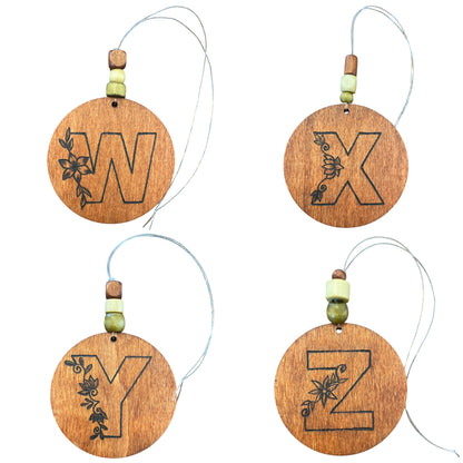 Christmas Tree Ornaments | English Alphabets | Wood-Burned Letter Ornament with Positive Word