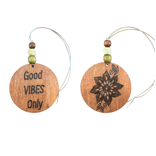 Christmas Tree Ornaments | Wood-Burned | Positive Quotes | Floral Designs