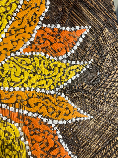 Espejos de pared Dot Art Mandala Colores vibrantes Pintura acrílica hecha a mano Trabajo de arte en el hogar y la oficina