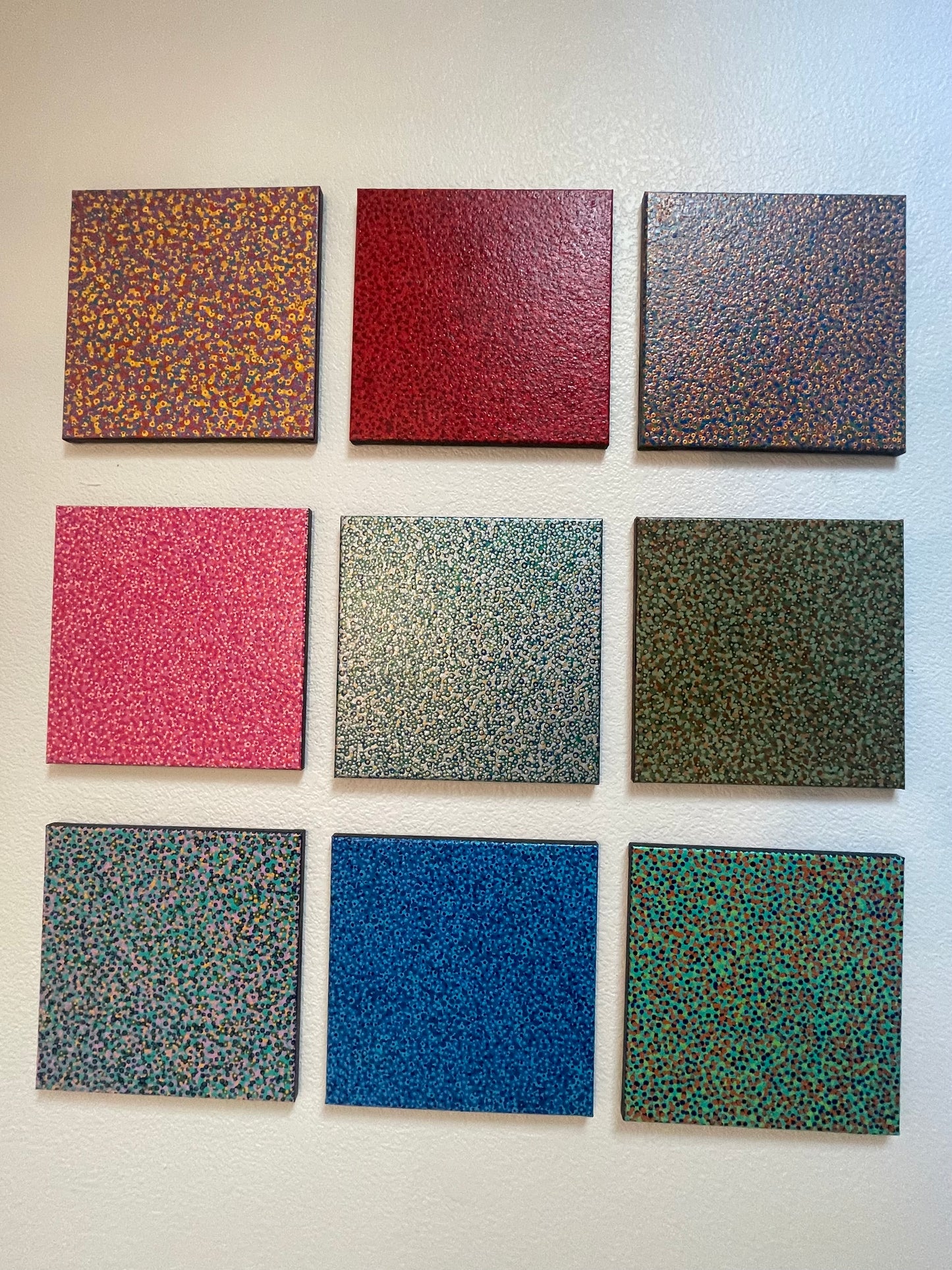 Original Abstract Painting| 9 Panel Artwork | Pointillism Artwork| Collectors Edition