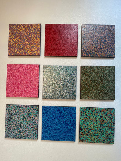 Original Abstract Painting| 9 Panel Artwork | Pointillism Artwork| Collectors Edition