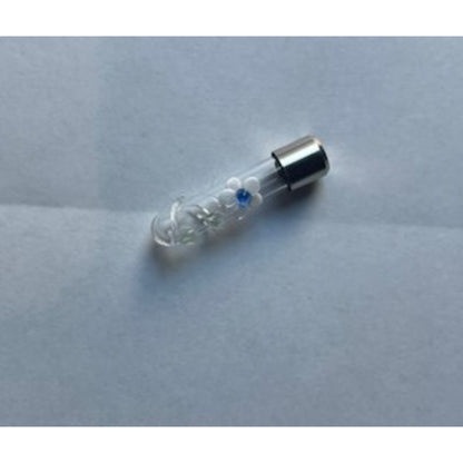White Flower Necklace or Keychain Writing on Rice Handmade Jewelry