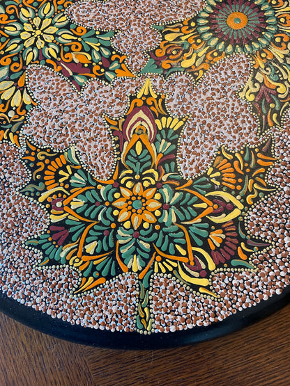 Lazy Susan with Fall Leaves on a Sand Heavy Duty Solid Wood