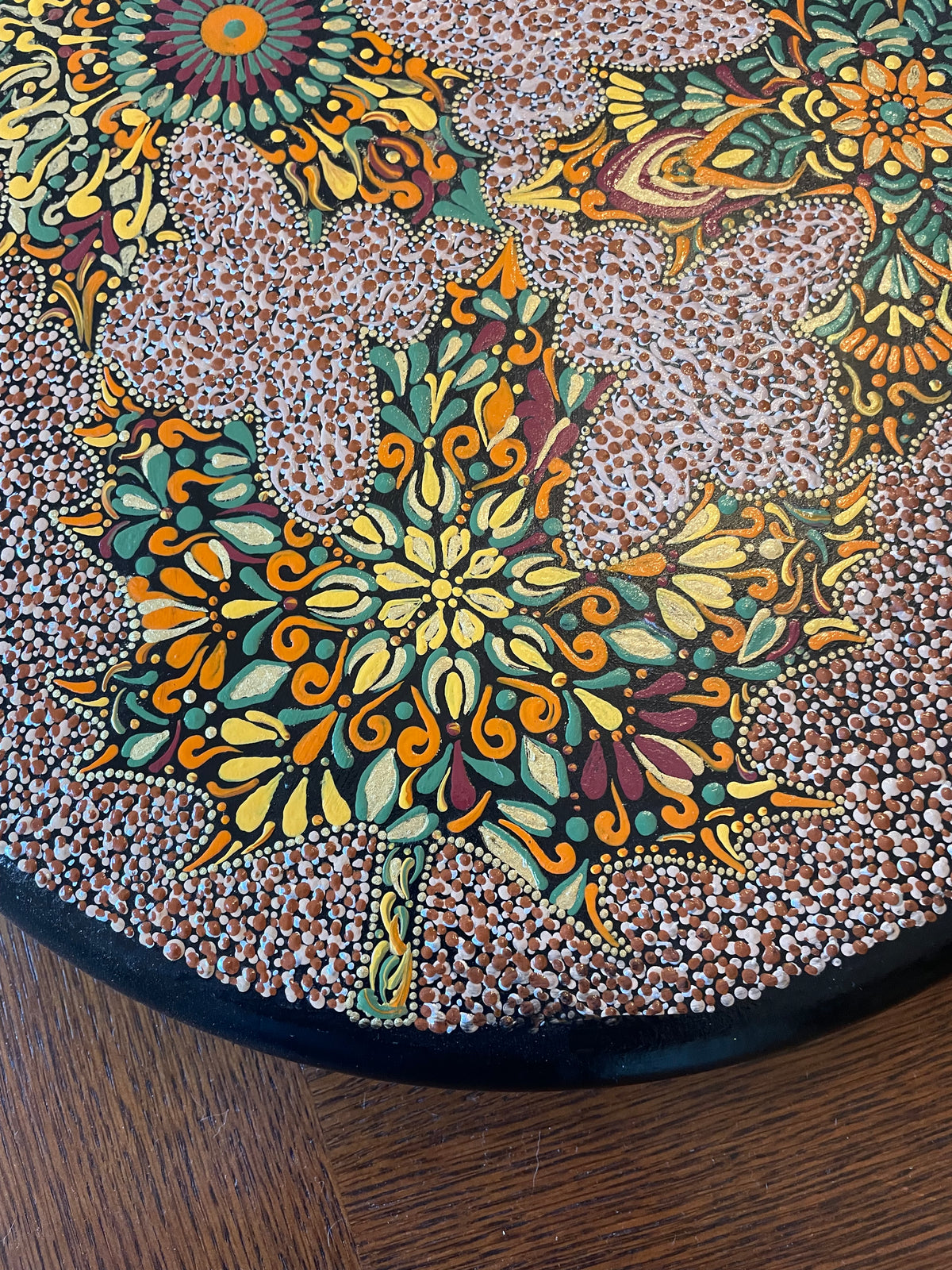 Lazy Susan with Fall Leaves on a Sand Heavy Duty Solid Wood