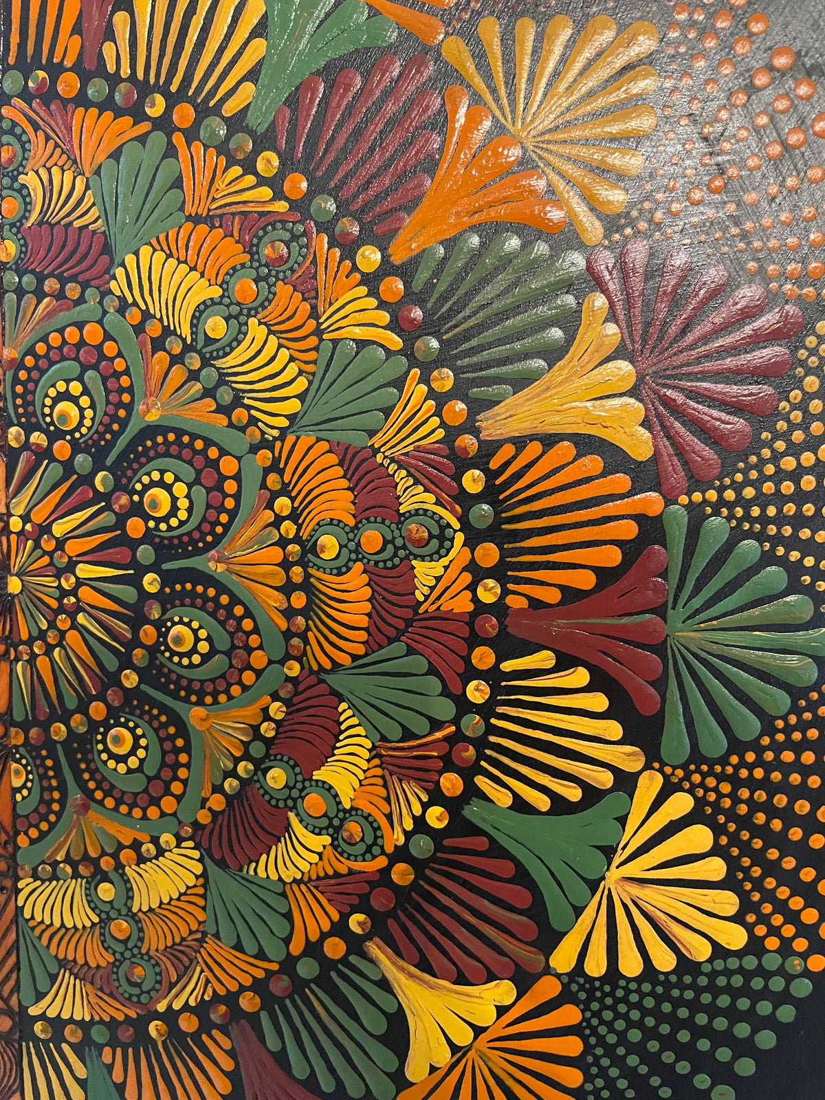 Mandala con espejos Arte de puntos con tonos de azul, dorado, rojo, blanco, decoración de pared hecha a mano para el hogar y la oficina