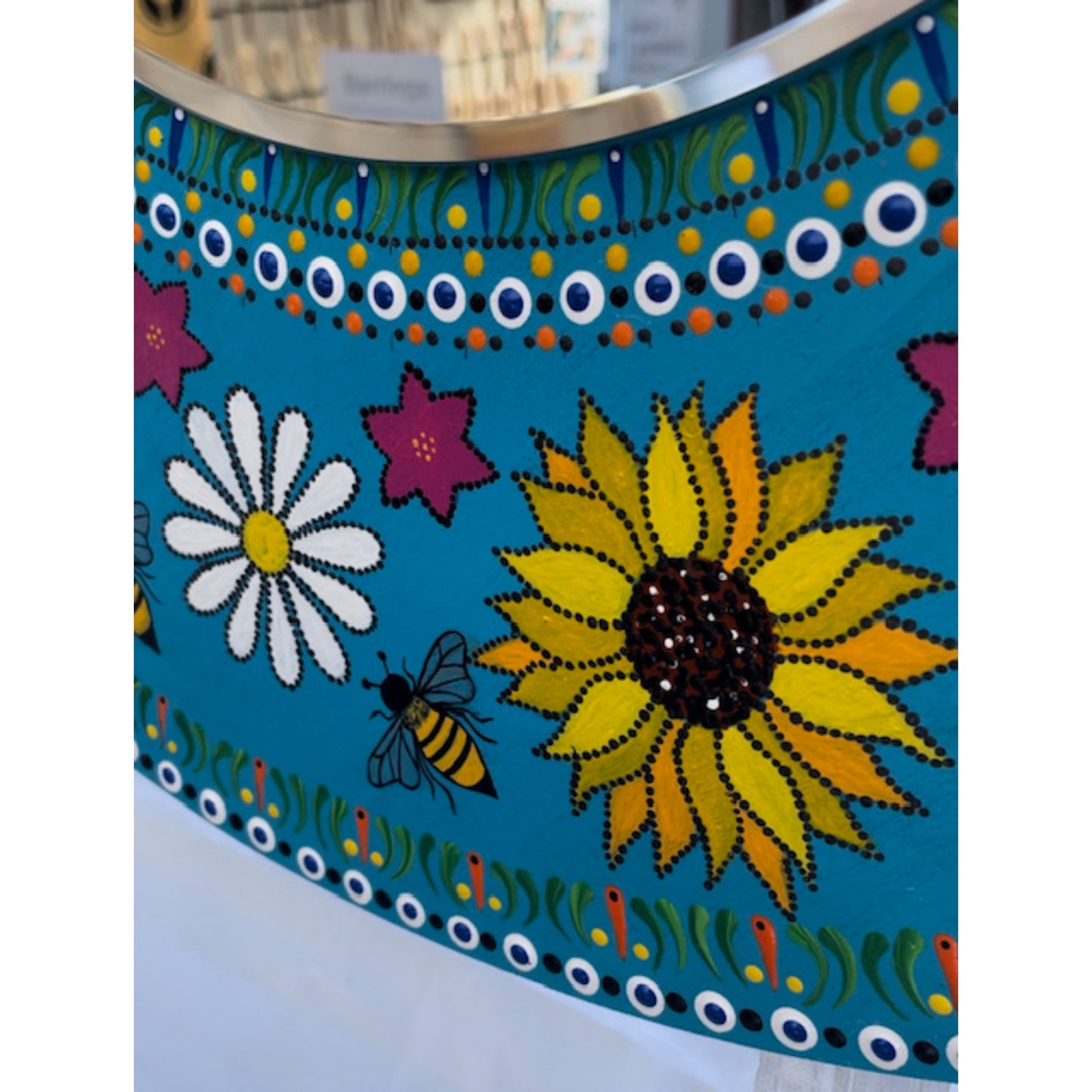 Girasoles Margaritas Miel Abejas Espejo de pared Dot Art Decor
