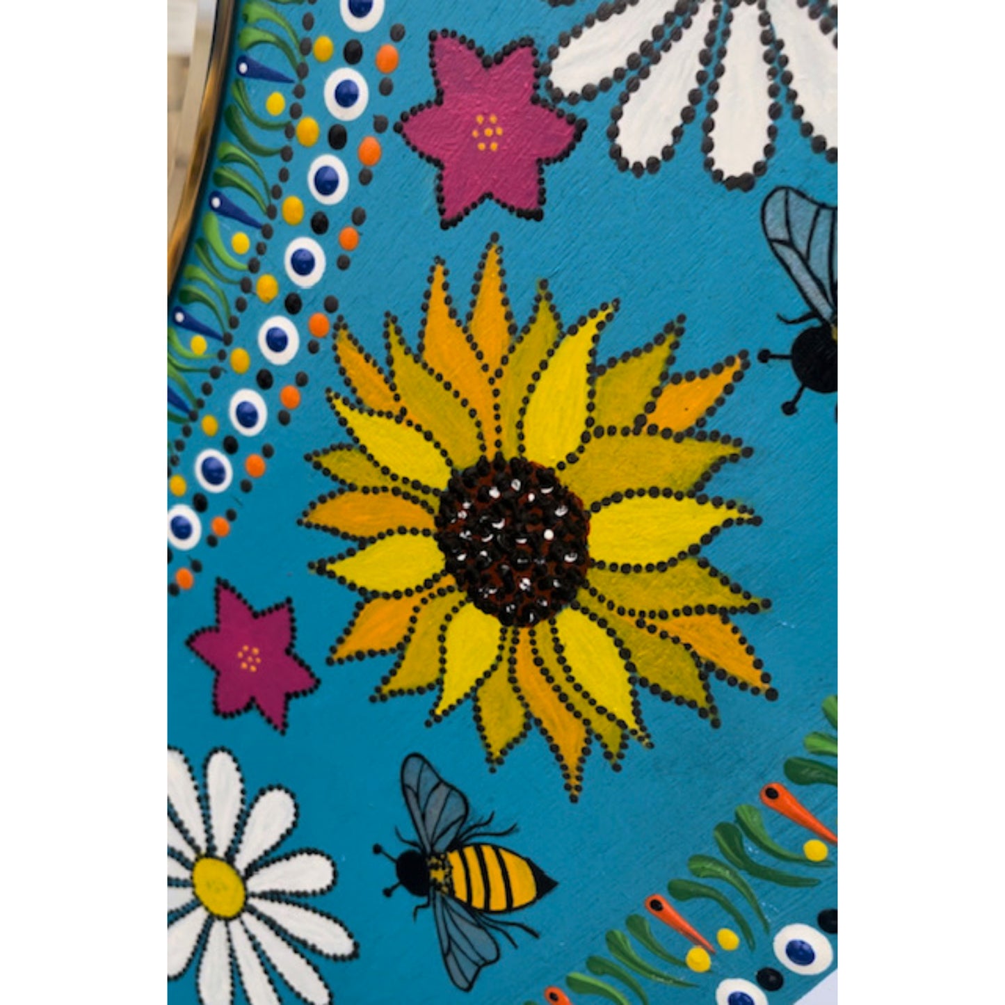 Girasoles Margaritas Miel Abejas Espejo de pared Dot Art Decor