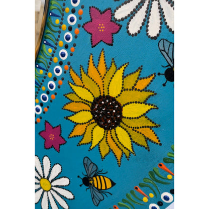 Girasoles Margaritas Miel Abejas Espejo de pared Dot Art Decor