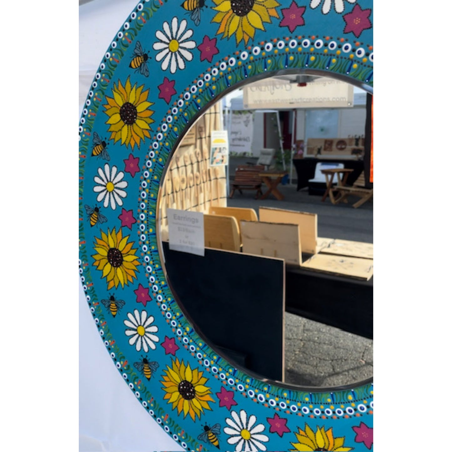 Girasoles Margaritas Miel Abejas Espejo de pared Dot Art Decor