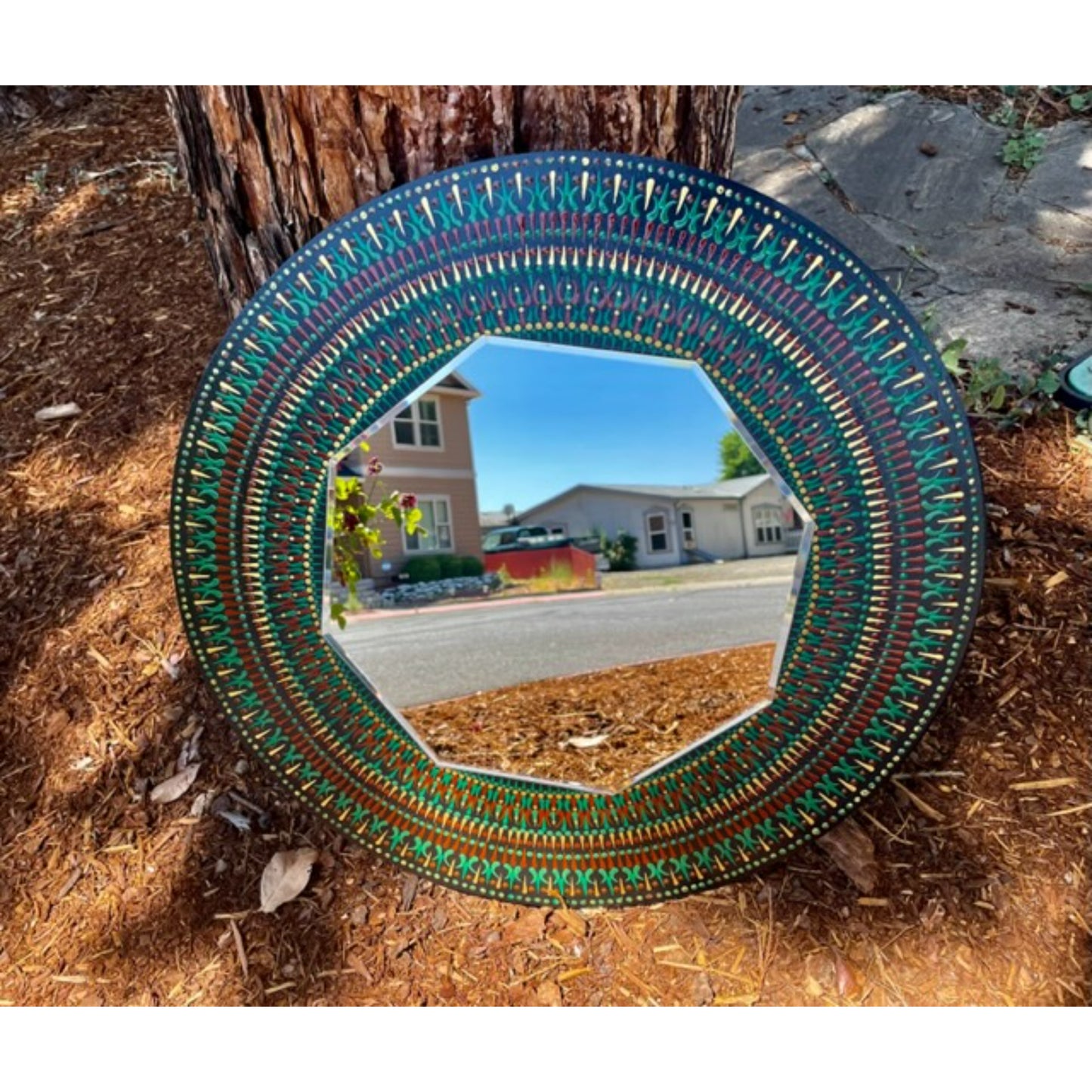 Earthy Colors Decorative Mirror Dot Art Handmade Home Decor