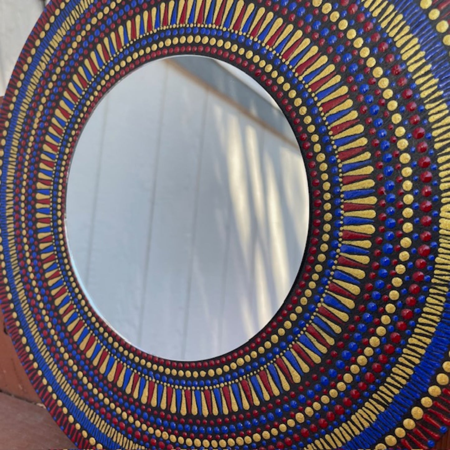 Espejo decoración de pared Dot Art Mandala pintado a mano trabajo de arte de oficina en casa