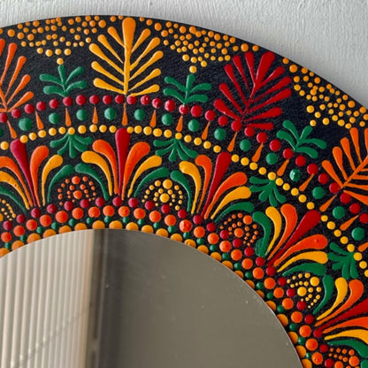 Espejos de pared Dot Art Mandala Colores vibrantes Pintura acrílica hecha a mano Trabajo de arte en el hogar y la oficina