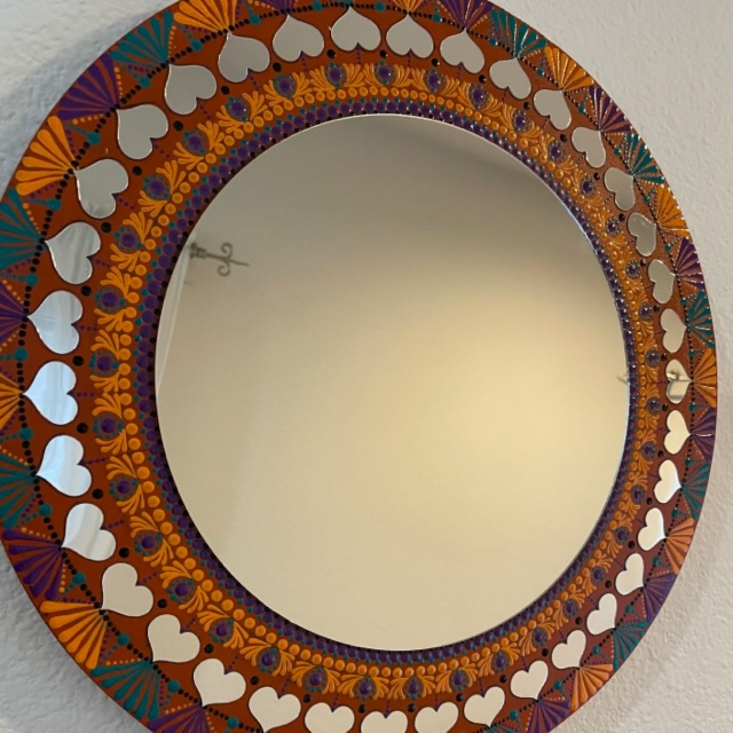 Wall Mirror with Vibrant Colors Dot Art Handmade Acrylic Painting Wall Art Decor