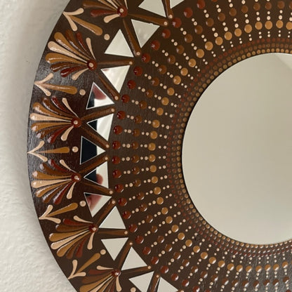 Brown and Tan Mirror Dot Art Mandala Handmade Acrylic Painting Wall Art Decor