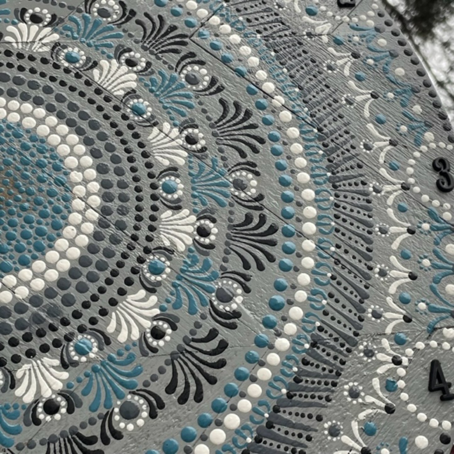 Reloj de pared con arte de puntos, trabajo de Mandala, pintura acrílica hecha a mano, decoración para el hogar y la Oficina