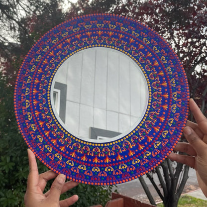Rainbow Wall Mirror Dot Art Mandala Handmade Acrylic Painting