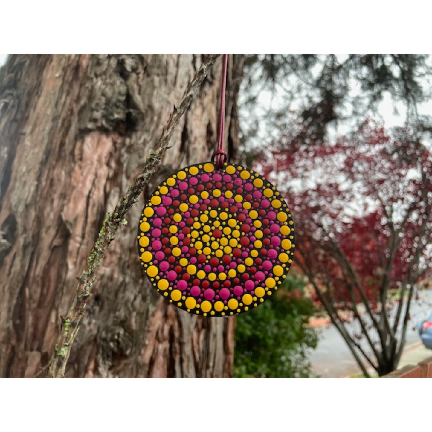 Tree Ornament Car Mirror Hanging Handmade Dot Work Double Sided