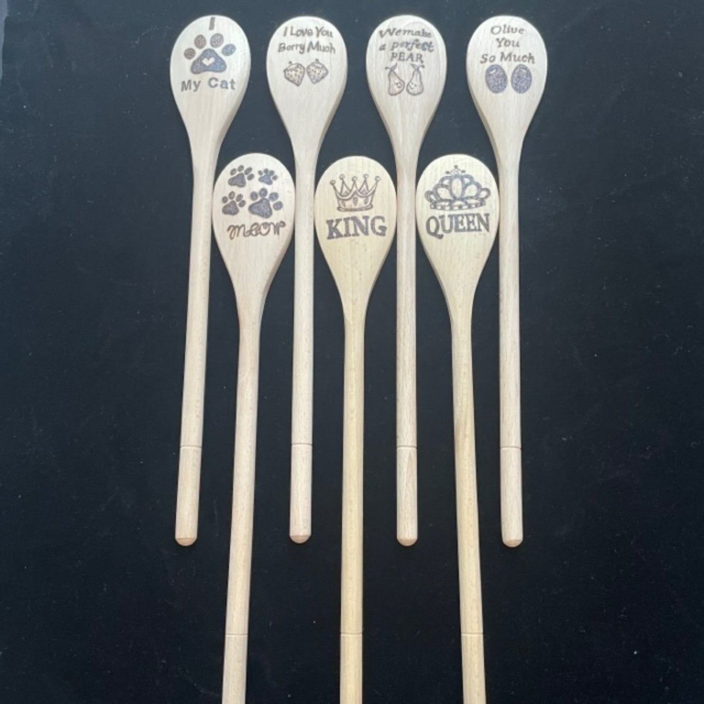 Cuchara de cocina 14" utensilios de cocina quemados de madera hechos a mano de madera de haya