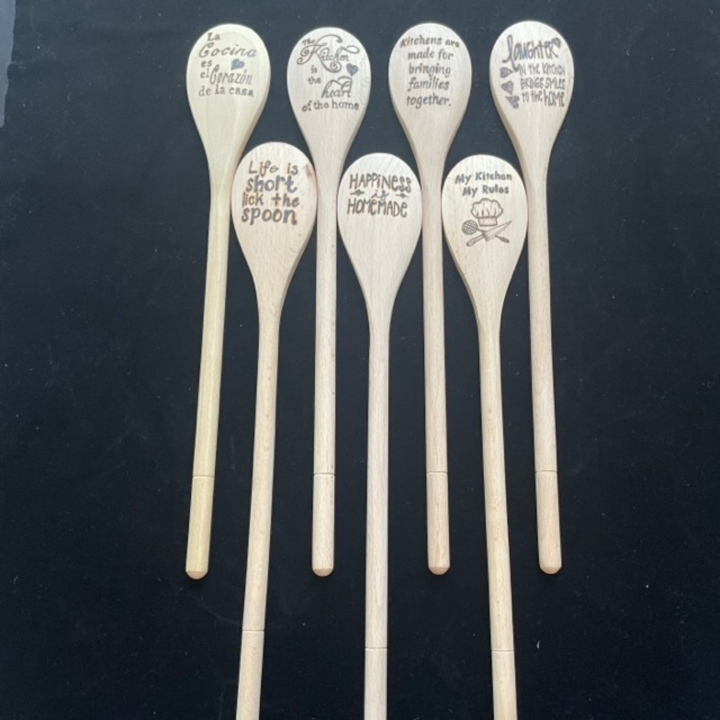 Cuchara de cocina 14" utensilios de cocina quemados de madera hechos a mano de madera de haya