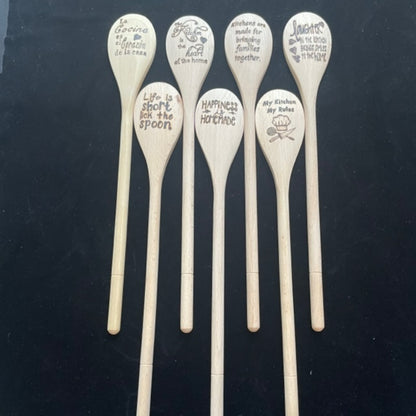 Cuchara de cocina 14" utensilios de cocina quemados de madera hechos a mano de madera de haya