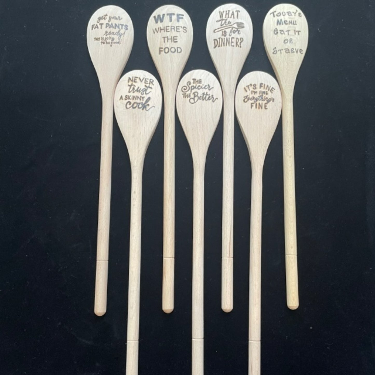 Cuchara de cocina 14" utensilios de cocina quemados de madera hechos a mano de madera de haya