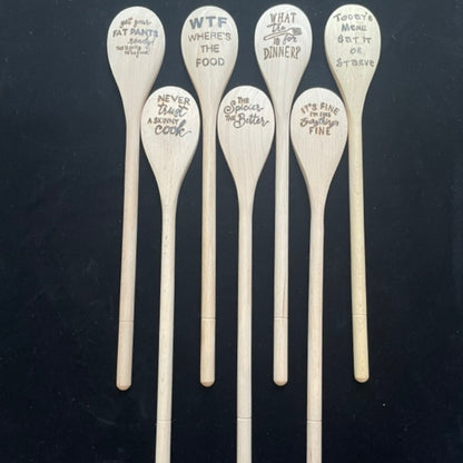 Cuchara de cocina 14" utensilios de cocina quemados de madera hechos a mano de madera de haya
