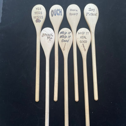 Cooking Spoon 14" Beechwood Handmade Wood Burned Kitchen Utensils