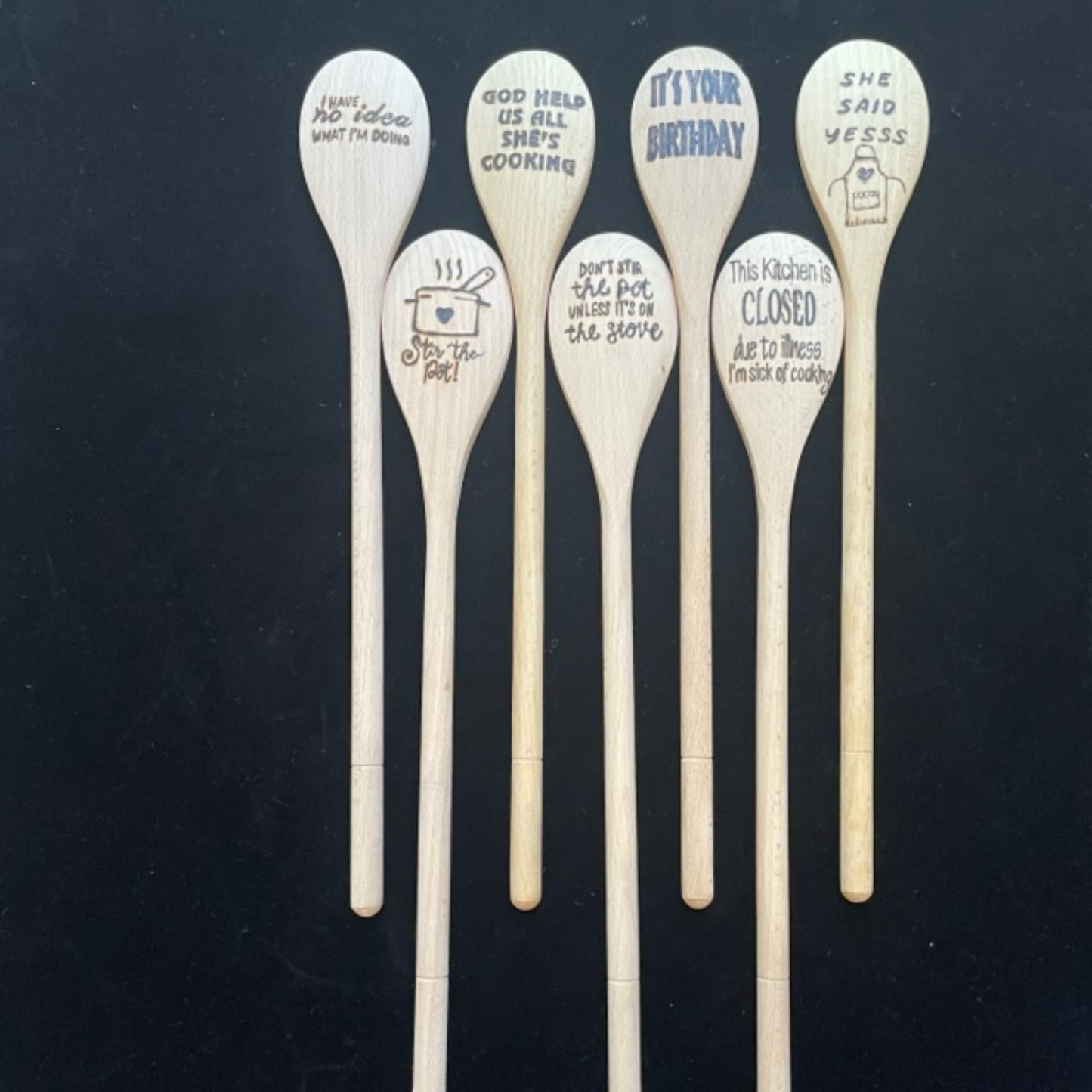 Cuchara de cocina 14" utensilios de cocina quemados de madera hechos a mano de madera de haya