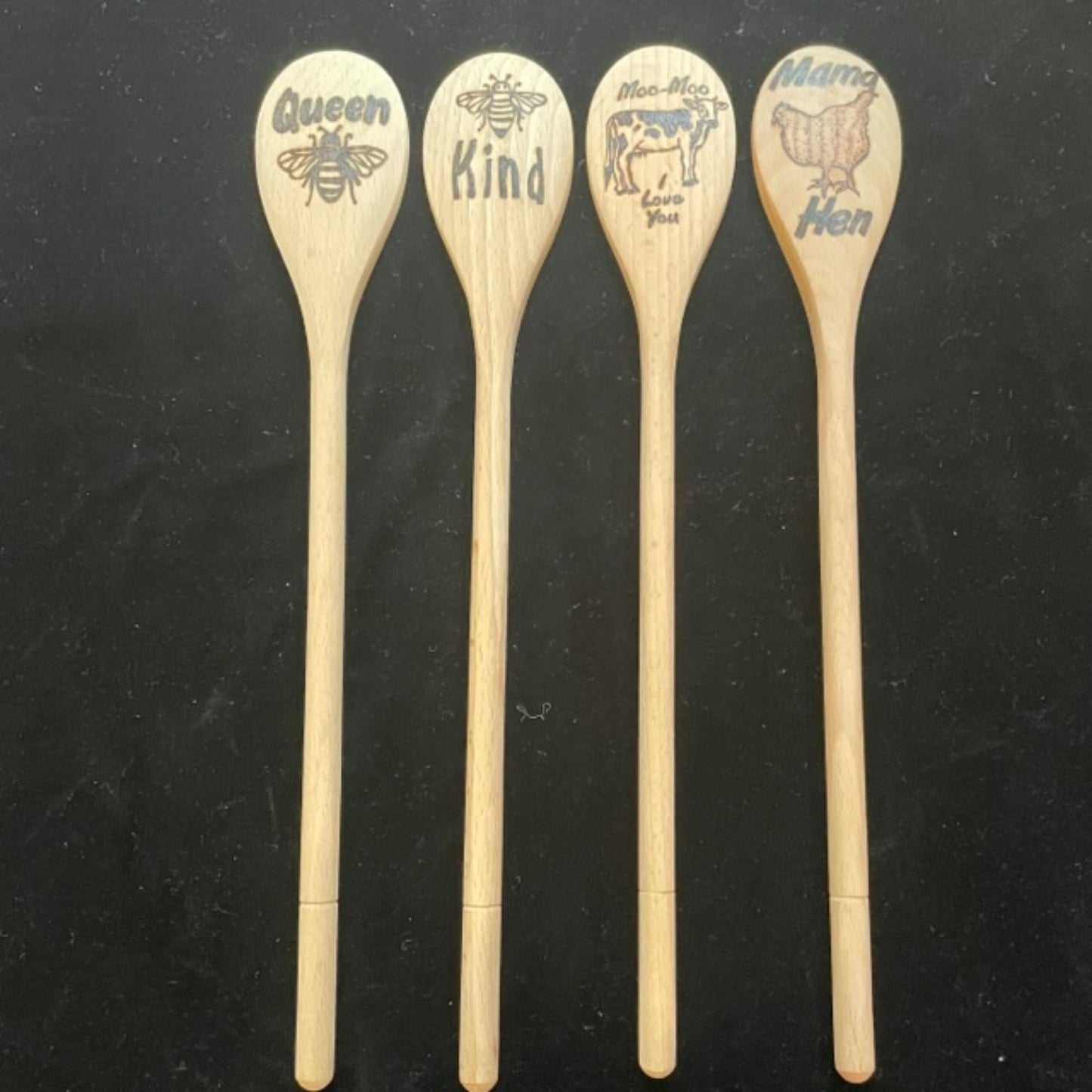 Cuchara de cocina 14" utensilios de cocina quemados de madera hechos a mano de madera de haya