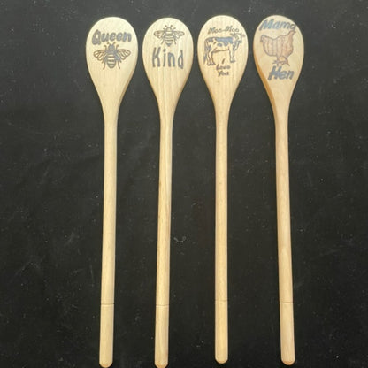 Cuchara de cocina 14" utensilios de cocina quemados de madera hechos a mano de madera de haya