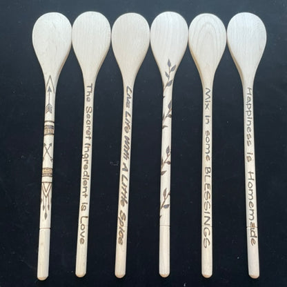 Cuchara de cocina 14" utensilios de cocina quemados de madera hechos a mano de madera de haya