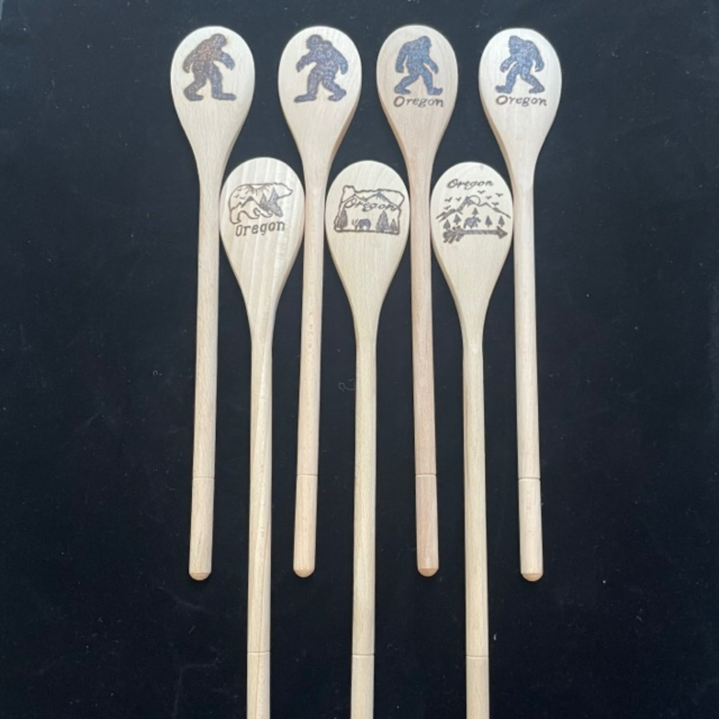 Cuchara de cocina 14" utensilios de cocina quemados de madera hechos a mano de madera de haya