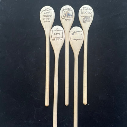 Cuchara de cocina 14" utensilios de cocina quemados de madera hechos a mano de madera de haya