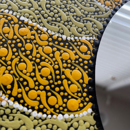 Sunflower Wall Mirror Dot Art Swishes Handmade Acrylic Painting Home Office Decor