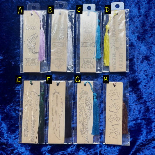 Bookmarks with Tassels DIY Designs and Quotes Outlined Wood Burning Painting