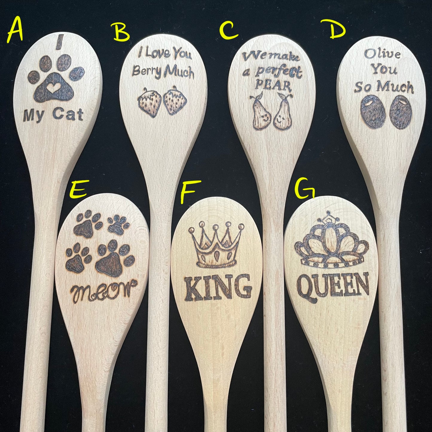 Cuchara de cocina 14" utensilios de cocina quemados de madera hechos a mano de madera de haya