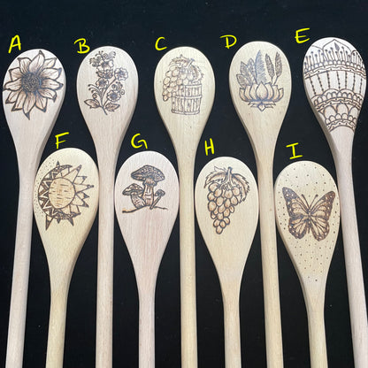 Cuchara de cocina 14" utensilios de cocina quemados de madera hechos a mano de madera de haya
