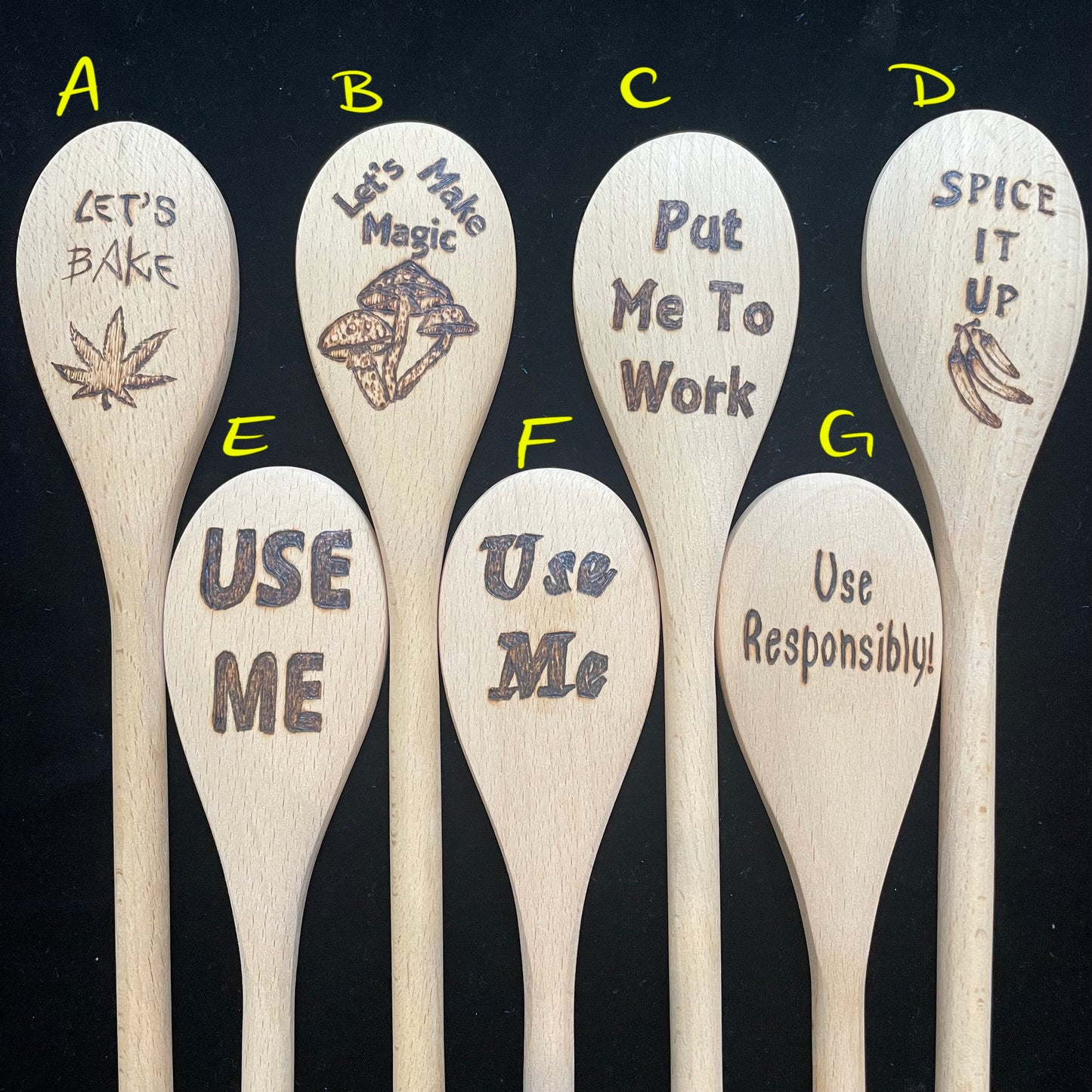 Cuchara de cocina 14" utensilios de cocina quemados de madera hechos a mano de madera de haya