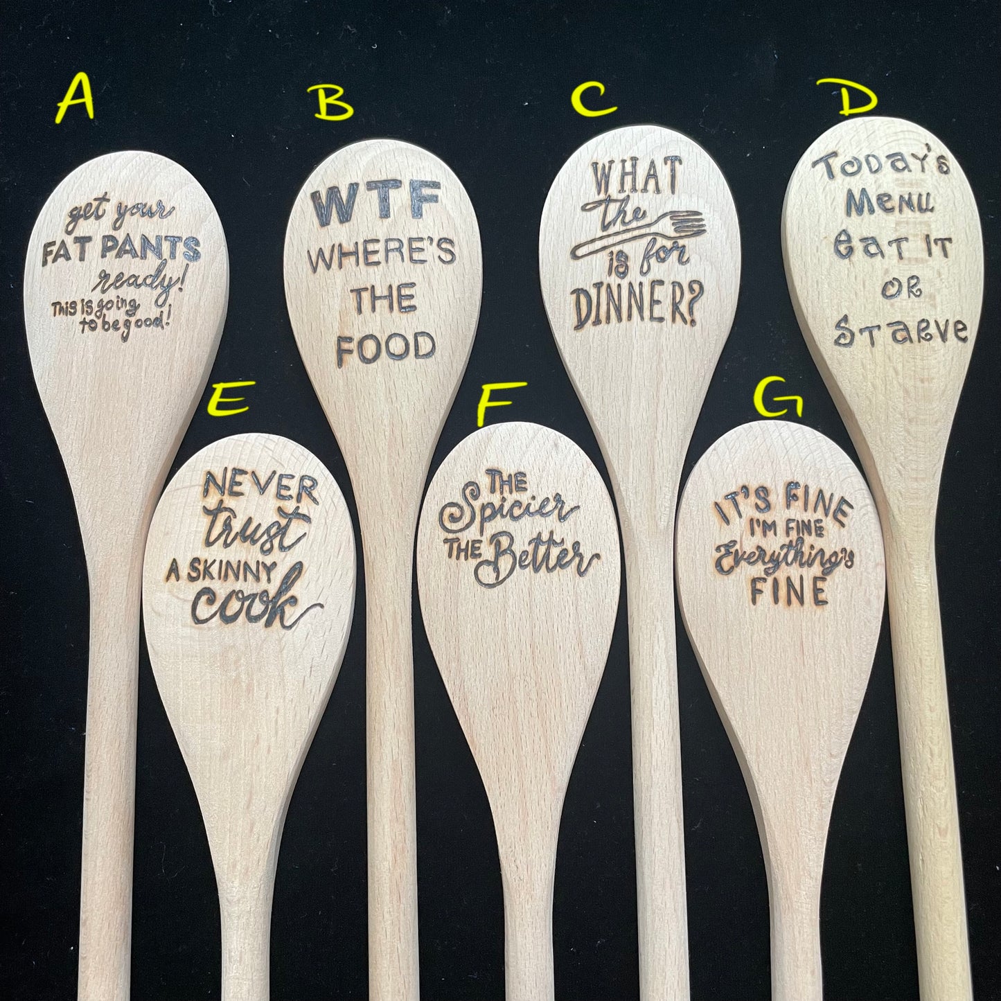 Cuchara de cocina 14" utensilios de cocina quemados de madera hechos a mano de madera de haya