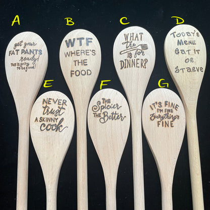 Cuchara de cocina 14" utensilios de cocina quemados de madera hechos a mano de madera de haya